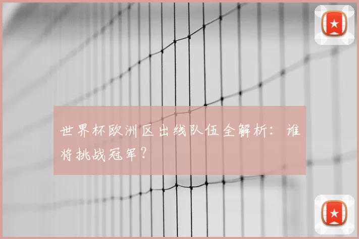 世界杯欧洲区出线队伍全解析：谁将挑战冠军？